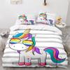 Unicorn Duvet Cover Set Twin Size White Unicorn Bedding Set Girls Kids 3D Purple Gifts for Children Teens Polyester Bedding Set