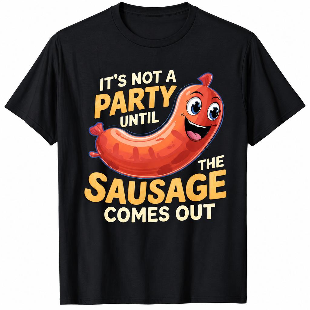 Funny Sausage Party Graphic Men's T-Shirt Food Humor Novelty Tee