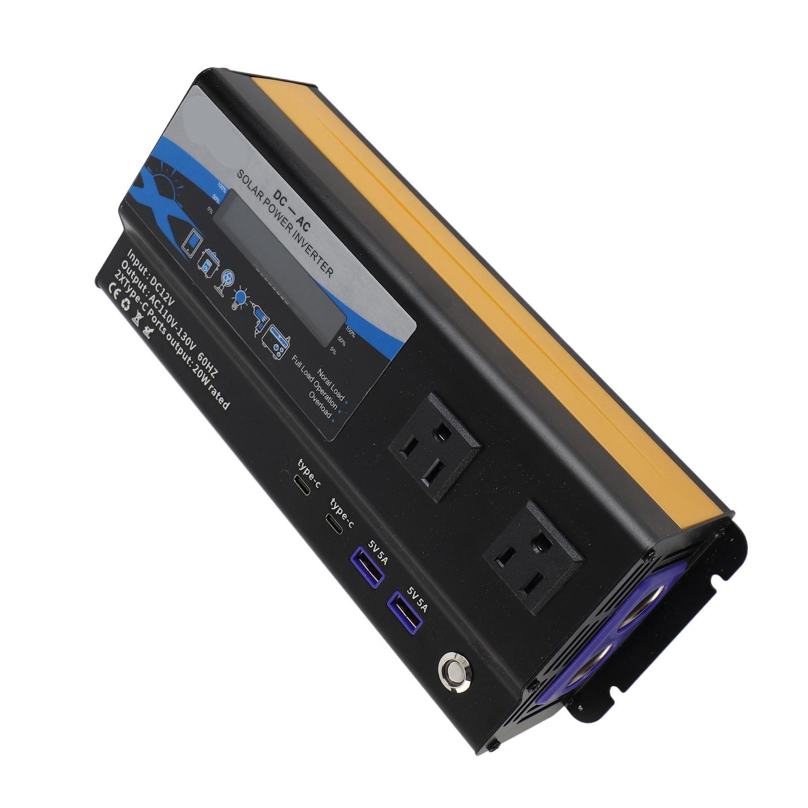 

Автомобильный инвертор мощностью 6000 Вт, 2 порта USB для зарядки, конвертер со светодиодной подсветкой, цветная синусоида