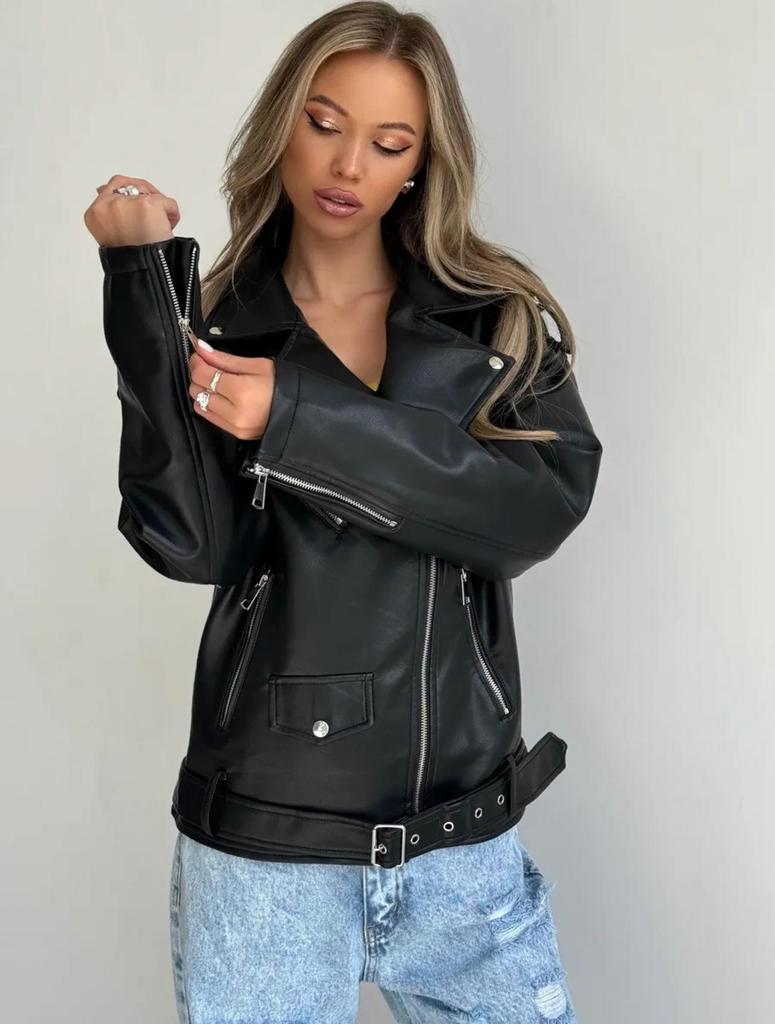 2026 European-Style Women's Oversized Leather Jacket - Autumn New Arrival