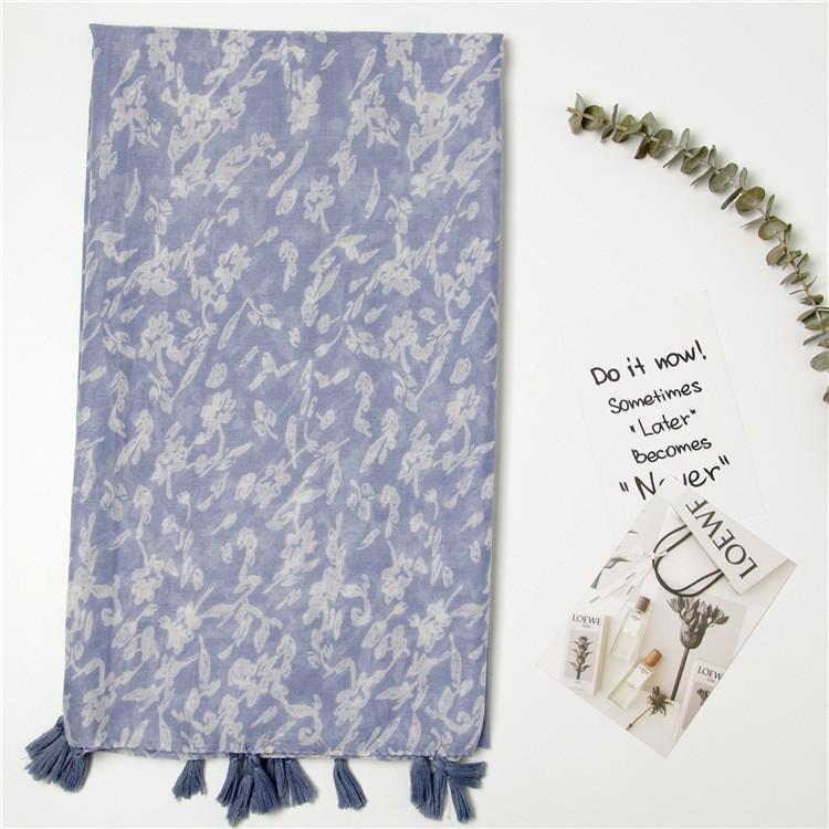 Japanese-Style Cotton & Linen Bohemian Scarf - Cashew Print and Silk Blend, Retro Artistic Design, Sunscreen Towel