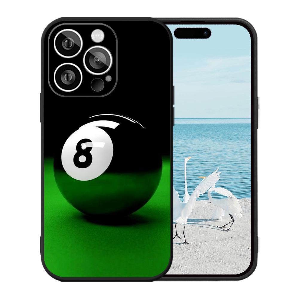 Black Frosted Apple 13 Pro Max TPU Phone Case with Basketball & Football Design