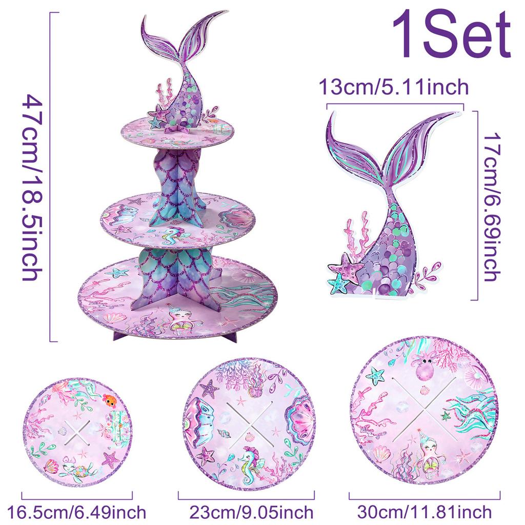 Zestaw naczyń jednorazowych Syrenka Talerze papierowe Kubki Mała Syrenka Dekoracje na przyjęcie urodzinowe Dziewczęce Baby Shower Artykuły imprezowe