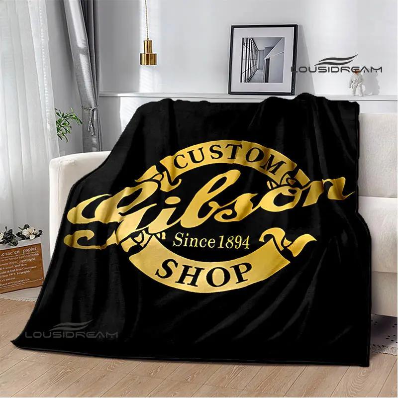 Gibson guitar logo printed blanket Flange warming blanket picnic blanket Home Travel blanket bed linings Birthday Gift