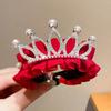 High Ponytail Fixed Artifact Children's New Year Crown Pearl Hair Clip Crab  Women/Kids