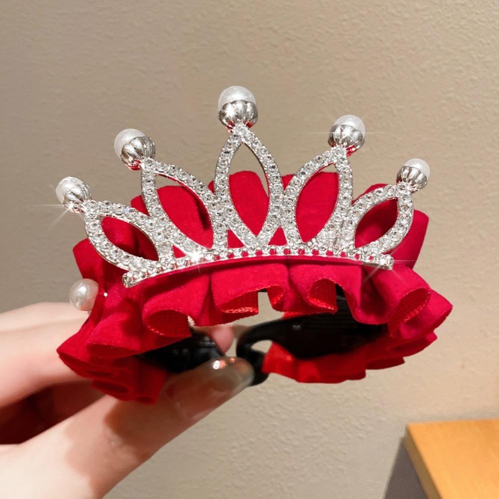 High Ponytail Fixed Artifact Children's New Year Crown Pearl Hair Clip Crab Women/Kids