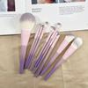 10Pcs Pink Purple Gradient Plastic Handle Makeup Brush Powder Brush Foundation Make-up Brush Concealer Brush
