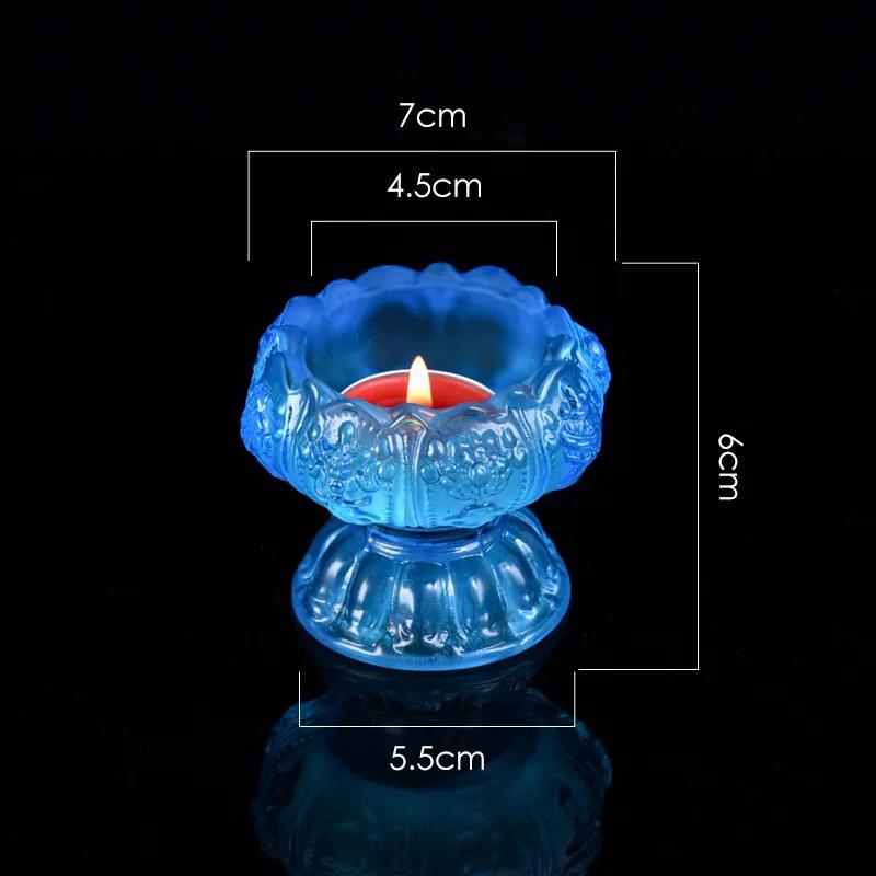 Lotus Shaped Candle Holder, Creative Articles of Worship In Front Buddha, Home, Living Room, Office Decoration, Seven Color, 1Pc