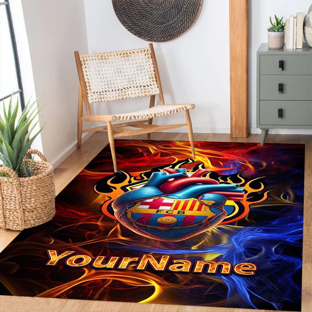 Fc Barcelona Personalized Text Carpet Perfect for Hallway Dormitory Dining Room Game Room Antislip Carpet Decorate Offices Best for Christmas
