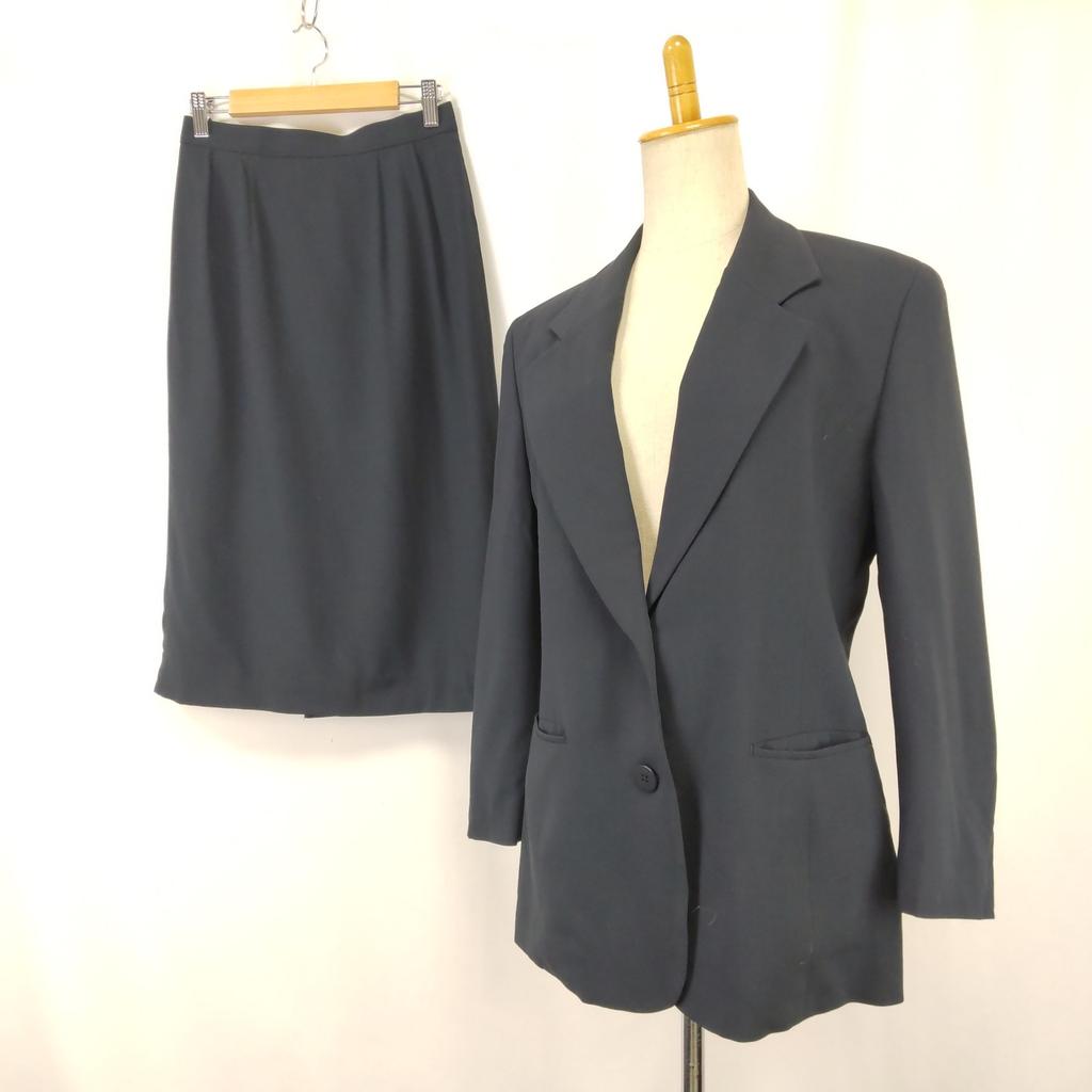 90s Vintage Burberrys skirt suit women 9AR M olive gray two-piece(USED)
