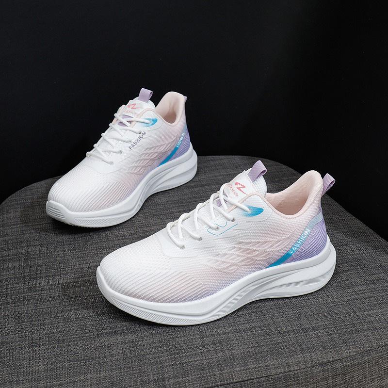 

Весенние новые дышащие женские туфли из летучей ткани - это модные студенческие кроссовки для бега и спорта, повседневная обувь 40