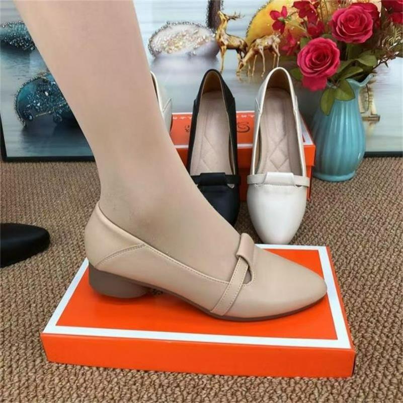 

Low-heeled Shoes, Fashion Single Shoes, Comfortable Soft-soled Temperament, All-match Work Shoes, Low-heeled Shallow-mouthed Mother s Leather Shoes EU37/CN38 хакі