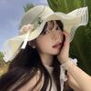 Wave Edge Flower Woven Straw Hat Women's Summer French Seaside Vacation Sun Hat Large Brim Shading Sun Protection Hat
