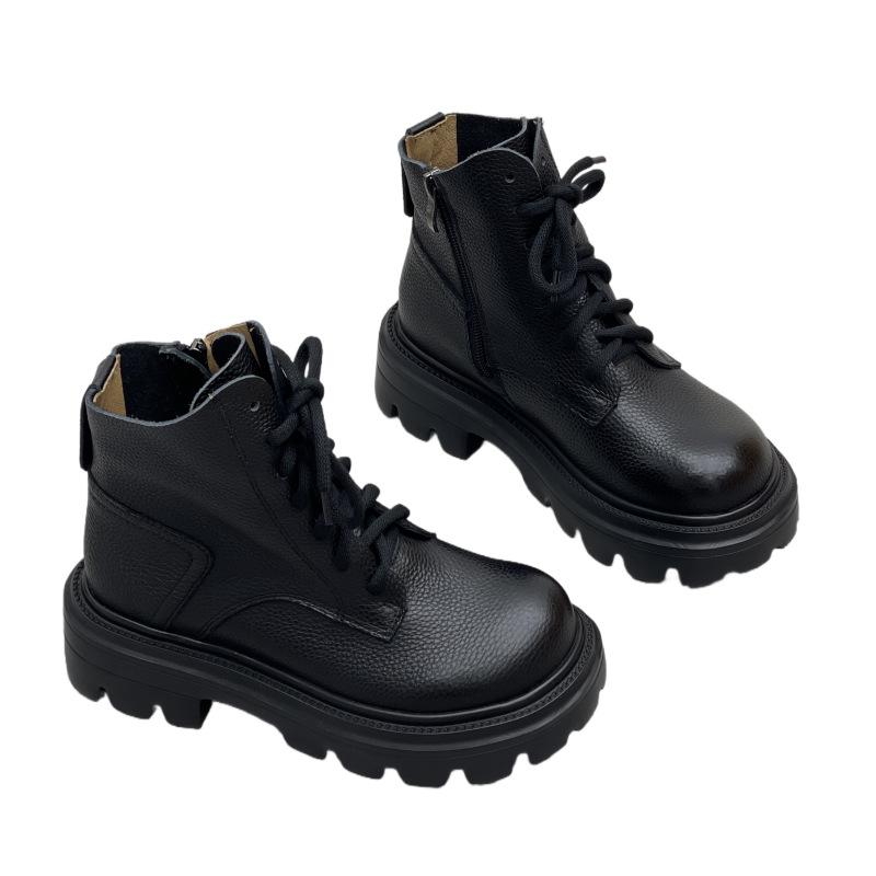 New Thick-soled Ankle Boots for Casual and Versatile Women, High-top Soft Leather Boots and Women's Shoes