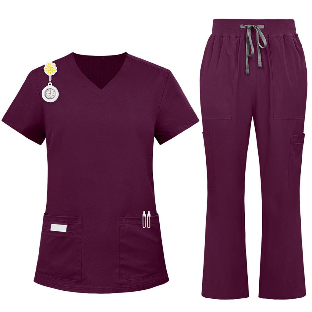 Ladies' Comfortable And Casual Solid Color Short Sleeved Pants Protective Suit Set
