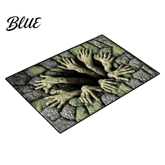 Non-slip Floor Mat 3D Skeleton Halloween Rug, Spooky Optical Illusion Entrance Depth Washable Kitchen Rug Pattern Non-Slip for Living Room Bedroom