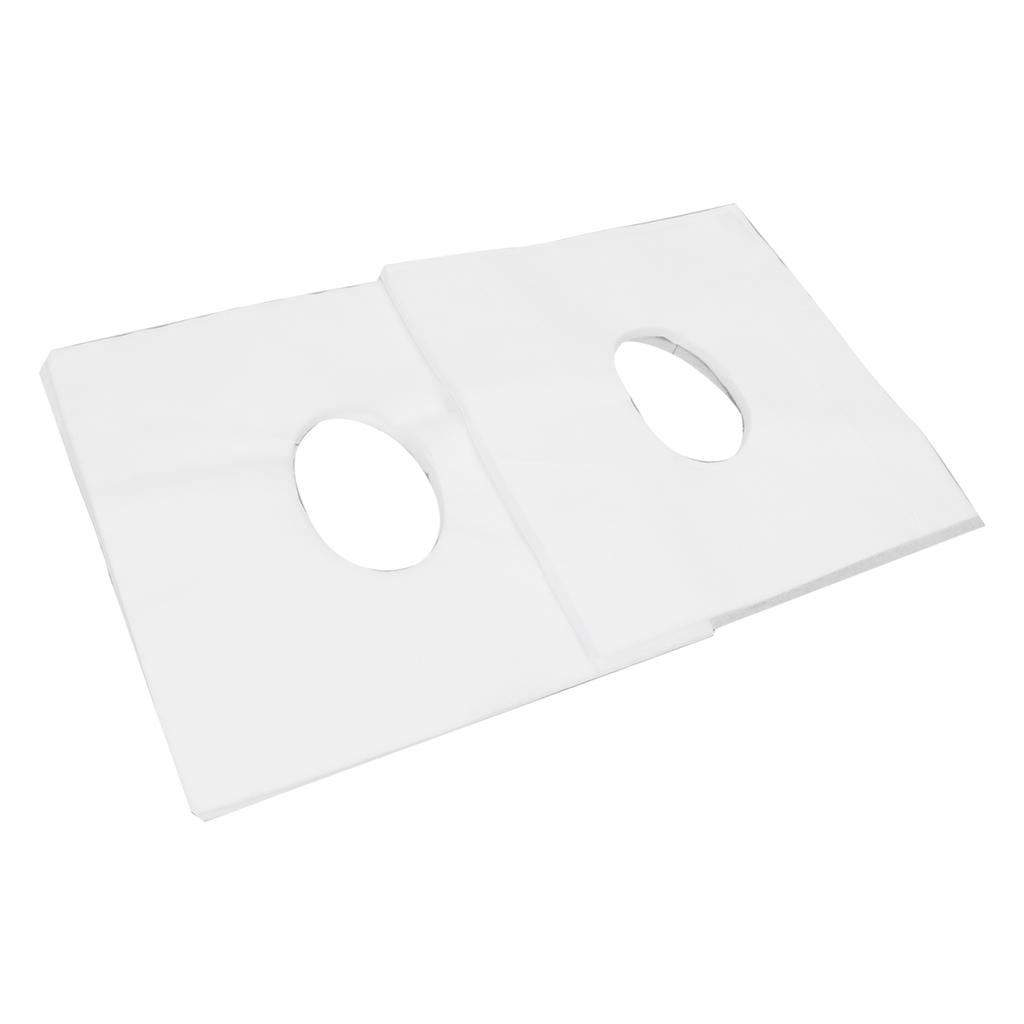 100Pcs Face Rest Cover Hole Design Good Water Absorption Breathable Disposable Headrest Cover for Beauty SalonsWhite