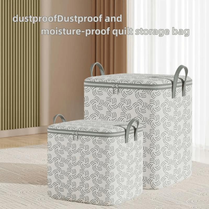 Portable With Handle Clothes Storage Bins Foldable Large Capacity Wardrobe Sorting Storage Bucket Dust-Proof Cherry Blossom