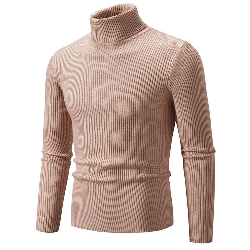 Herren Pullover Herbst/Winter 2024 Hoher Kragen Unifarben Lässig Gestrickt
