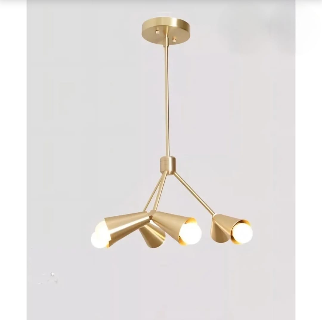 

Modern Brass 6-Light Pendant Chandelier Mid Century Cone Ceiling Light Gold Sputnik Hanging Lamp for Dining Room or Bedroom Light Fixture золотистий