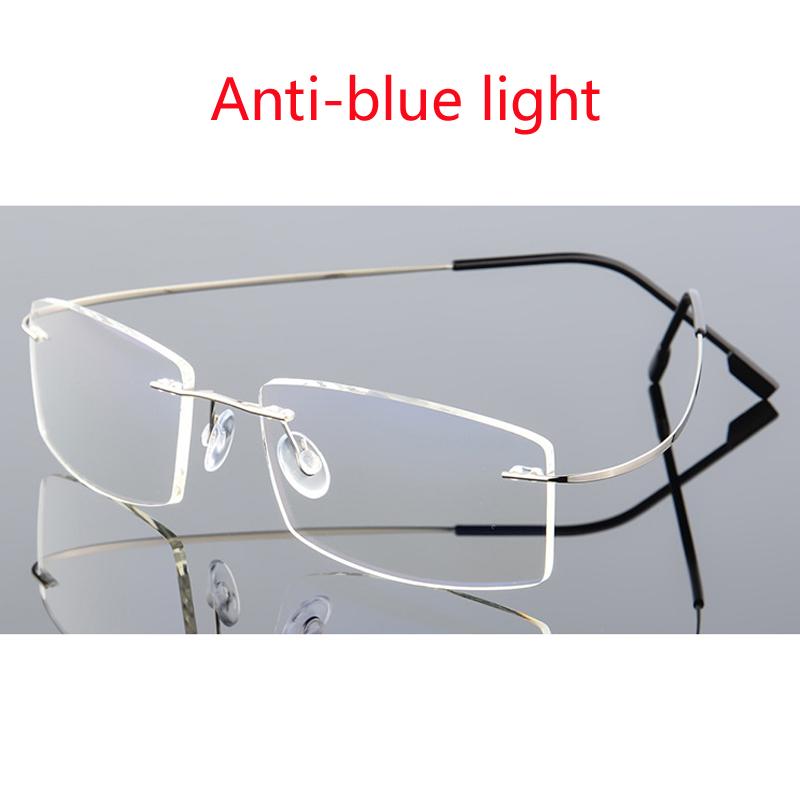 Anti Blue Light Customize Prescription Frameless Coating Myopia Eyeglasses Computer Eyeglasses 0 -0.5 -1 -1.5 -2 -2.5 -3 -4 -5 -6
