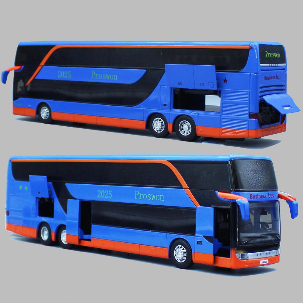Luxury Electric Airport Business Bus Alloy Car Model Diecast Simulation Metal Toy City Tour Bus Model Sound And Light Kids Gifts