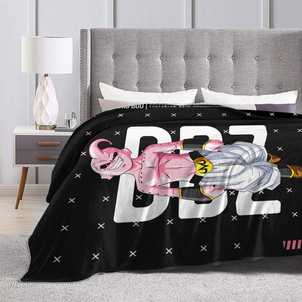DBZ Blankets Coral Fleece Plush Decoration Kid Buu Multi-function Super Warm Throw Blankets for Bedding Car Rug Piece