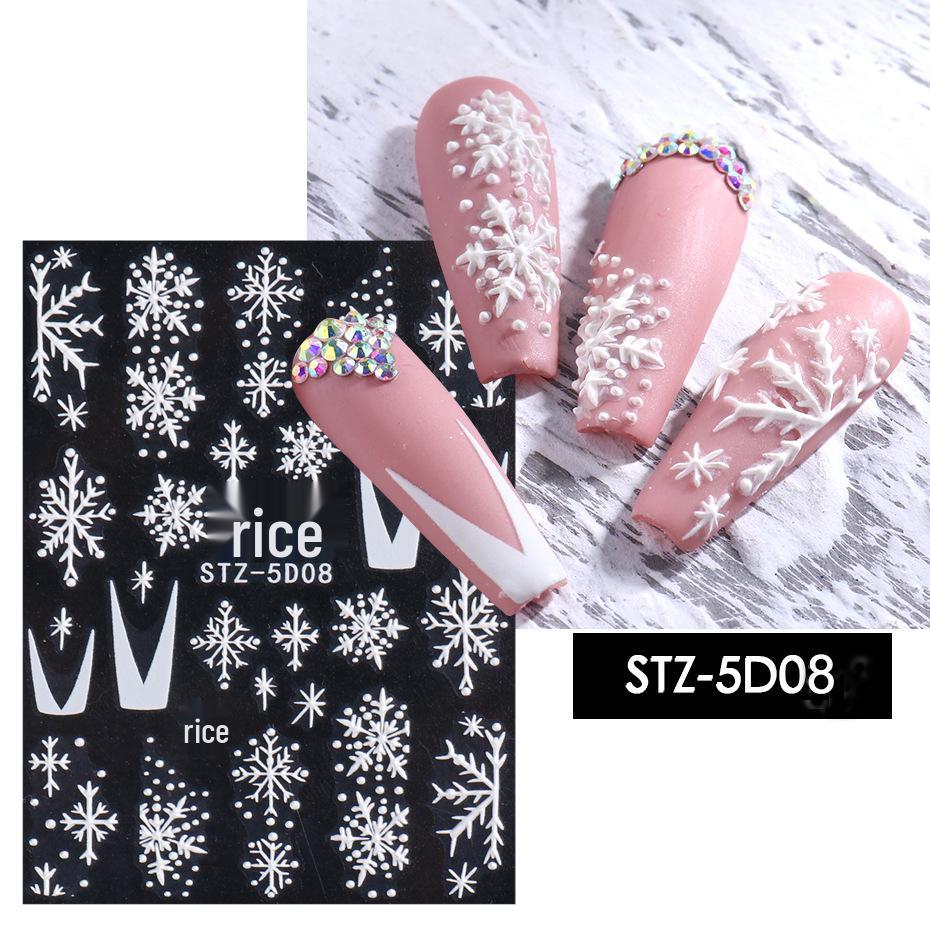3D Floral Nail Art Stickers: Camellia & Tulip Embossed Adhesive Designs