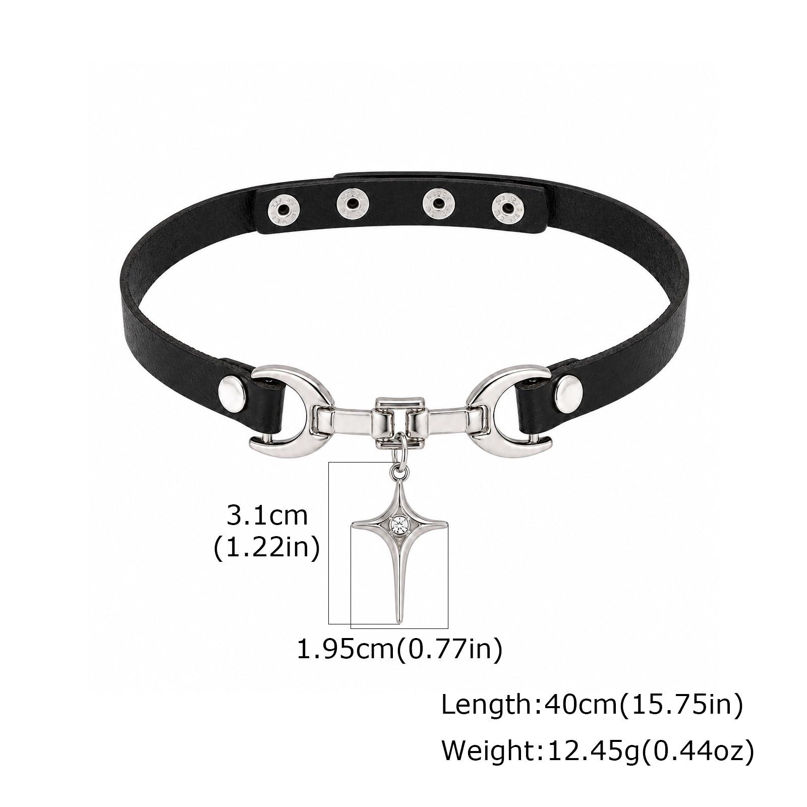 Punk Y2K Style Star Pendant Choker Necklace for Women Men, Vintage Charm PU Leather Collar Necklace, Party Gothic Jewelry Gift
