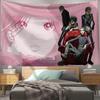 Black White Manga Tapestry Wall Hanging Punk Rocker Group Cherry Blossom Aesthetic Wall Art Bedroom Dorm Decor