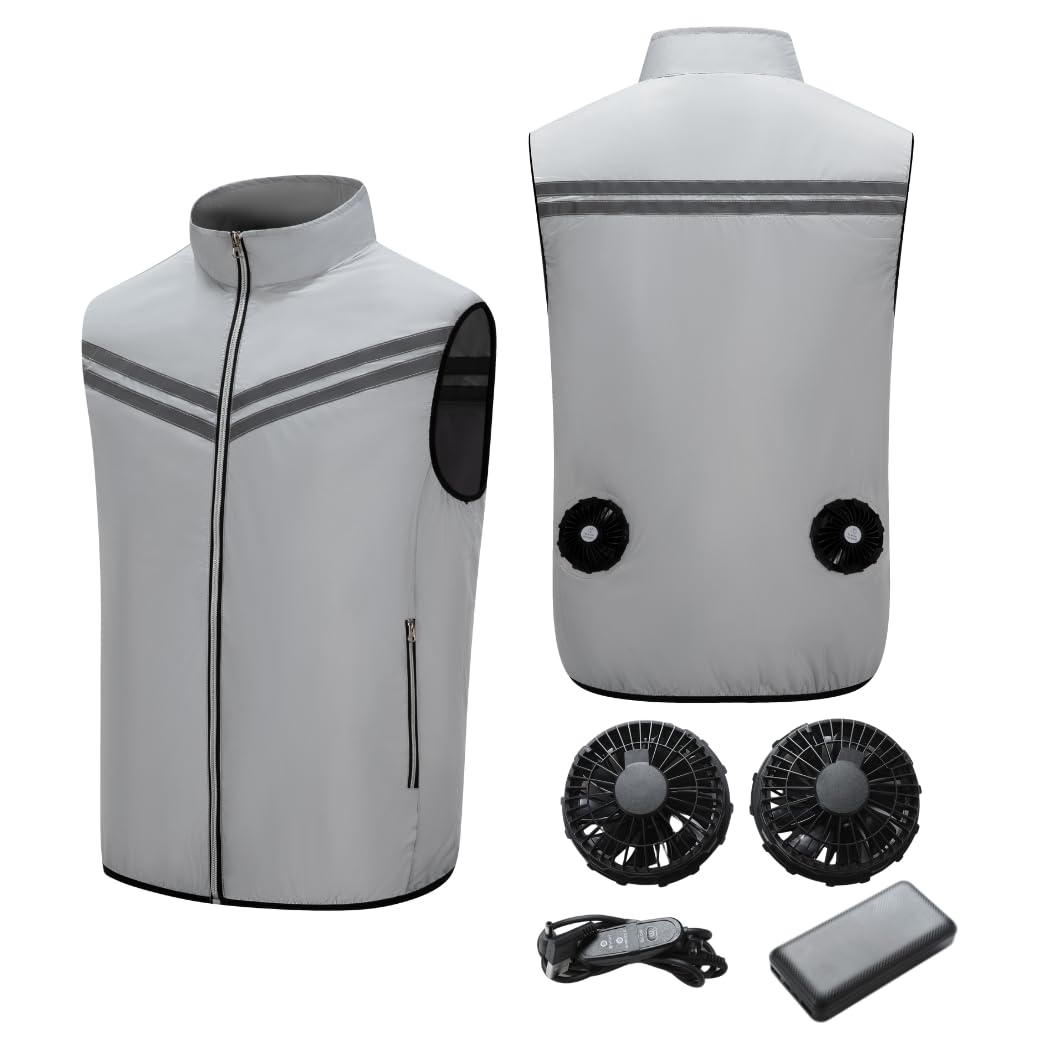 

Охлаждающий костюм PenBille с вентилятором, аккумулятор большой емкости, охлаждение при тепловом ударе, летний жилет с вентилятором, рабочая одежда с кондиционером, [в комплекте 30 000 мАч], унисекс,