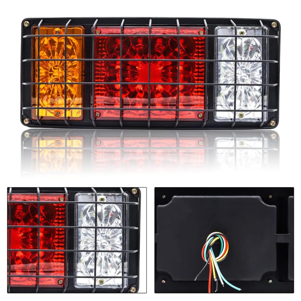 Biqing Trailer Lights Car Truck LED Tail Lights Iron Net with Brake Universal Stop Tail Light Reversing Indicator 12V for Trailer Tractor Truck Lorry
