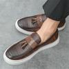 New Luxury Designer Men's Knit Pattern Tassels Loafter Leisure Platform Shoes Male Walking Dress Wedding Footwear Zapatos Hombre
