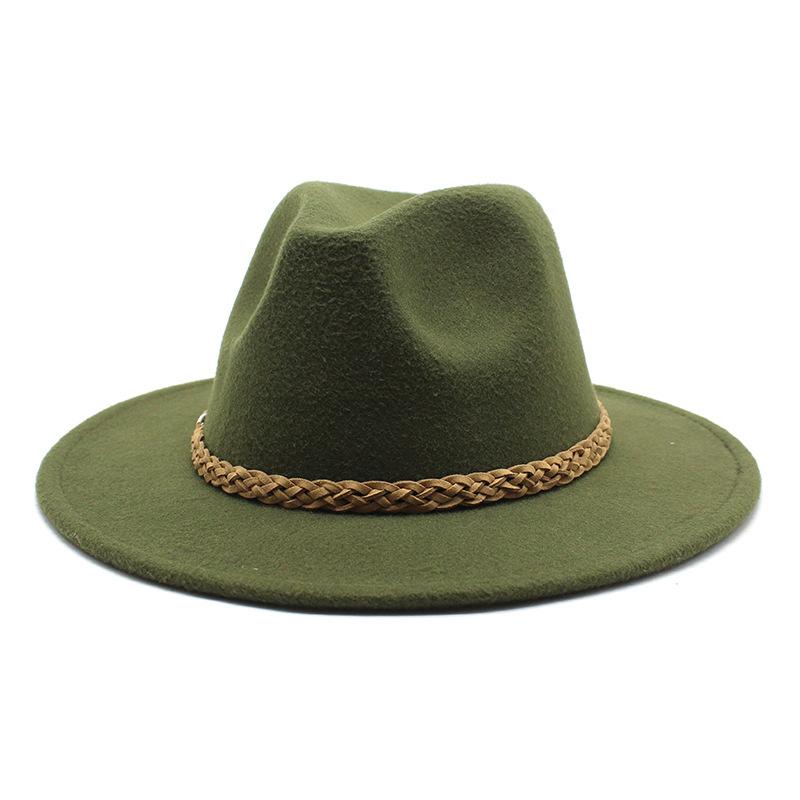 Woolen Jazz Hat Retro Classic Flat Hat Big Eaves Hat Top Hat Felt Hat