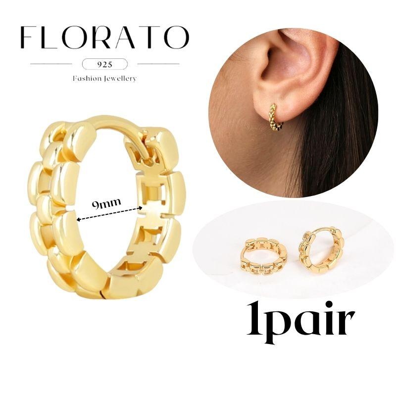 Perforation 925 Silver Ear Needle Minimalist Hoop Earrings Metallic Gold Earrings For Women CZ Fashion Jewelry