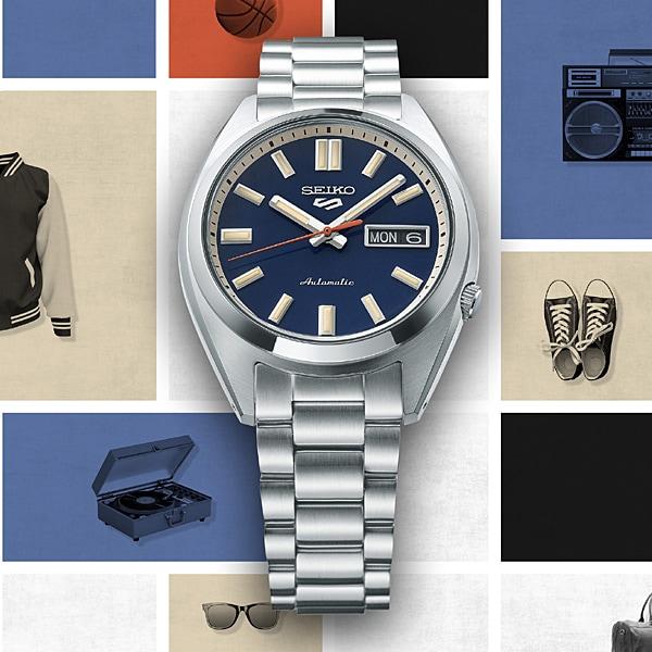 Seiko SBSA253 (Montre mécanique à bracelet en métal pour homme de la série SNXS de style sportif 5SPORTS) Montre Ronde Argent