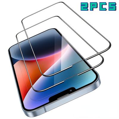2 Stück Displayschutzfolie für iPhone 14 Plus 13 Pro Max gehärtetes Glas für 11 12 Pro Max