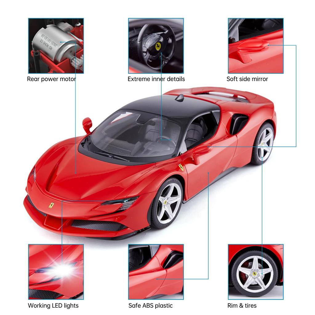 Scale Raster Ferrari SF 90 Stradale Radio Control Ferrari SF 90 Model Car for 1/14 Car, Boys, 2.4G
