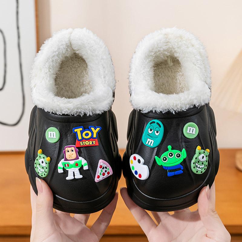 CC Winter Children's Cotton Slippers Indoor Warm Thickened Plush Male Treasure Female Treasure Waterproof and Non-slip Cartoon Winter Cotton Mop