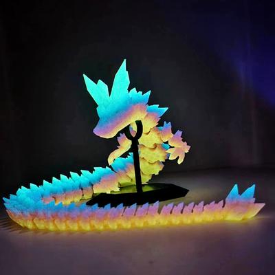 3D Printed Glow In Dragon Figurine Movable Joints Articulated The Dark Dragon Action Figure Toy Decoration Ornament