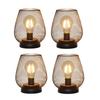 Set of 4 Battery Operated Lamp LED Table Lamp Metal Cage Cordless Lamps with LED Bulb for Indoors Shelf Decor