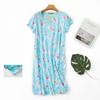 Plus Size Summer Women Nightdress Short Sleeve Cute Cartoon Sleepwear Sweet O Neck Nightgowns Pyjamas Lady's Cotton Sleepdress