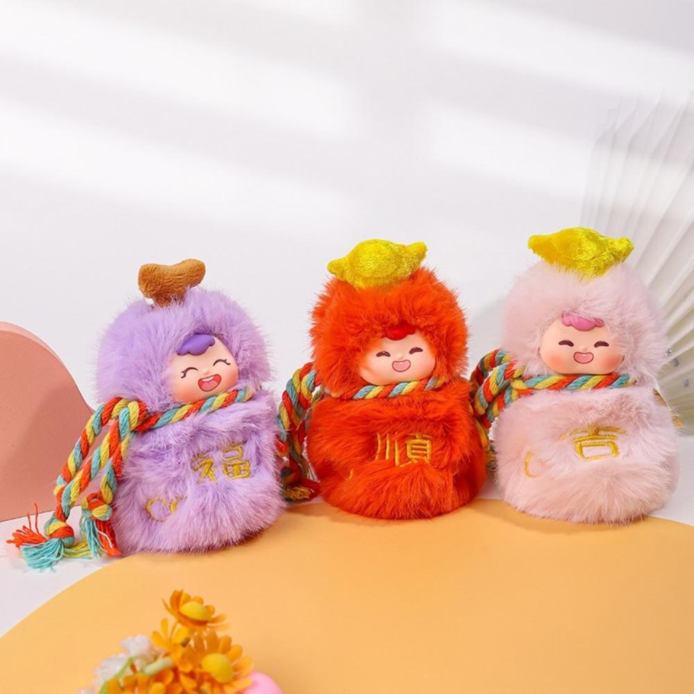 Kawaii Mini Gourd Keychain Ornaments Good Luck Pendant Fashion Plush Doll Keyring  for Lovers