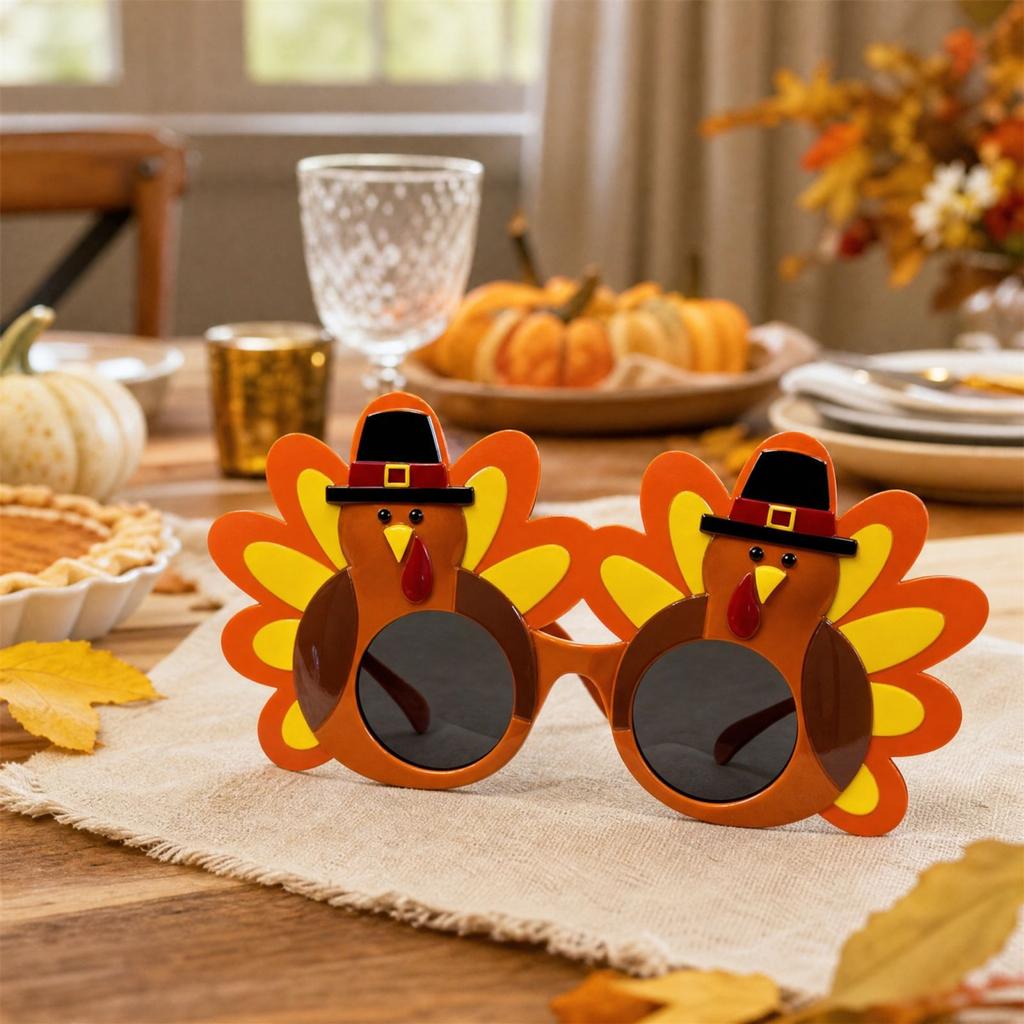 Thanksgiving Turkey Glasses Funny Photo Booth Props for Holiday Party Favors and Costume Accessories