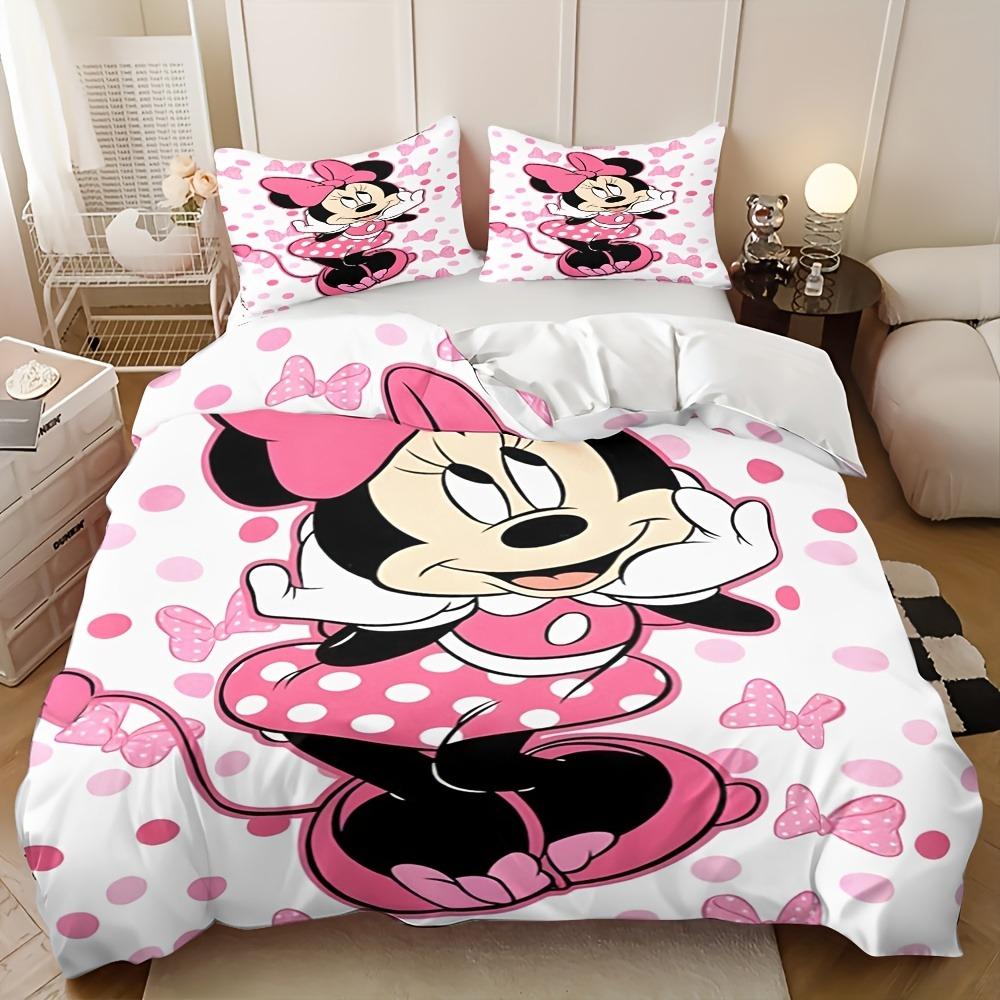 Minnie Mickey Bedding Set Duvet Cover Movie Character Bed Set Soft Microfiber Cover for Kids Teens Home