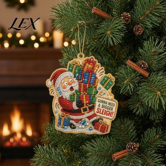 Bead Art Crafting Supplies Christmas Hanging Faux Pearl Kit for Adult, DIY Tree Decorations Painting Ornament, Handmade Holiday Craft Set Home