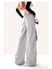 2024 Women's Gray Quick-Drying High-Waist Wide-Leg Cargo Pants