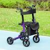 Folding Rollator Walker with Seat, Backrest, Lightweight Walking Frame with Storage Bag, Dual Brakes, Adjustable Handle Height, Suspension System