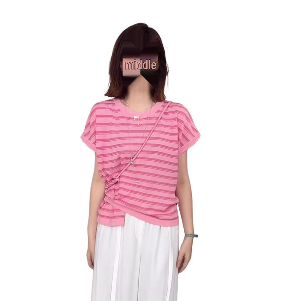 2026 Summer Minimalist Striped Side-Tie Knit Top