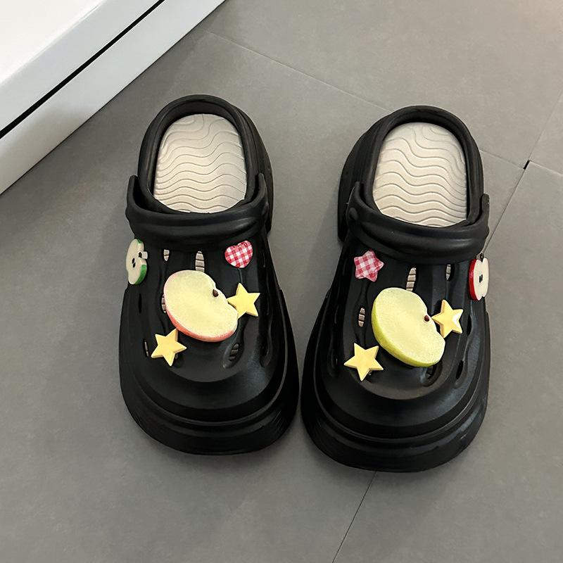[BRSO] Thick-soled bag head cool slippers women's outer wear 2025 summer new versatile soft-soled breathable hole shoes